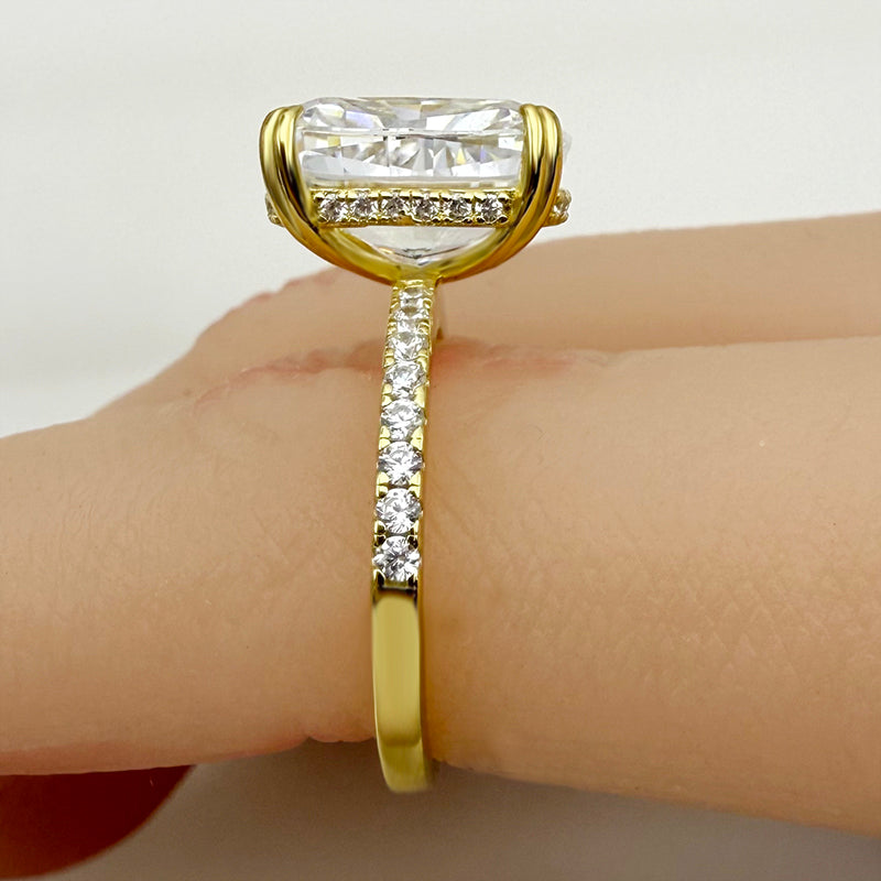 6.5ct White Gold & Gold Cushion Simulated Diamond Ring, Double Prongs