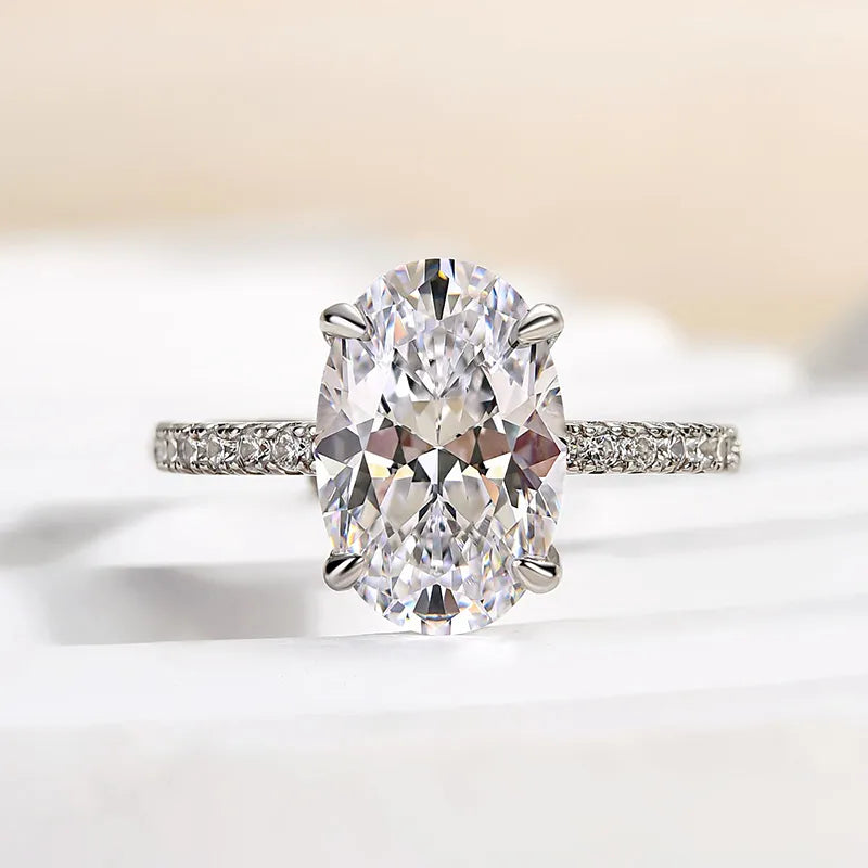 3.5Ct White Oval Sona Diamond White Gold or Gold Engagement Ring