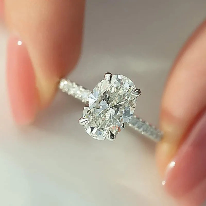 3.5Ct White Oval Sona Diamond White Gold or Gold Engagement Ring