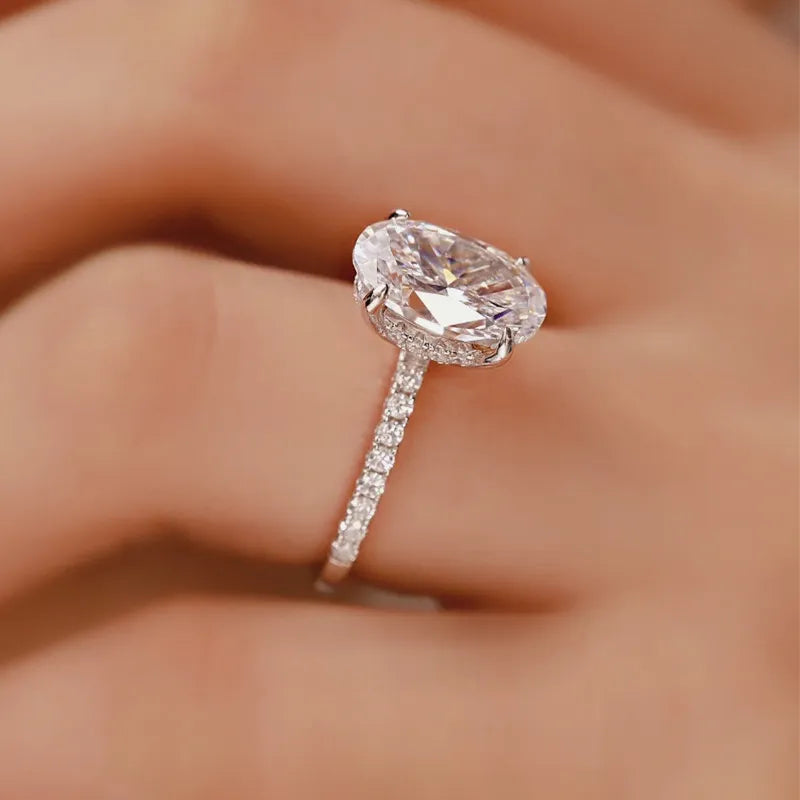 3.5Ct White Oval Sona Diamond White Gold or Gold Engagement Ring