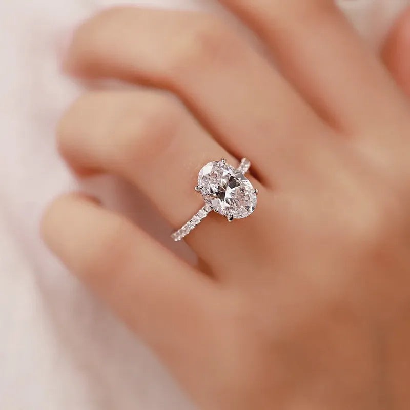 3.5Ct White Oval Sona Diamond White Gold or Gold Engagement Ring