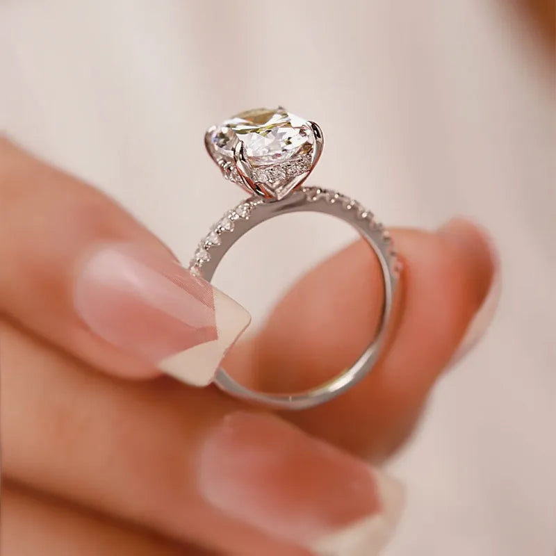 3.5Ct White Oval Sona Diamond White Gold or Gold Engagement Ring