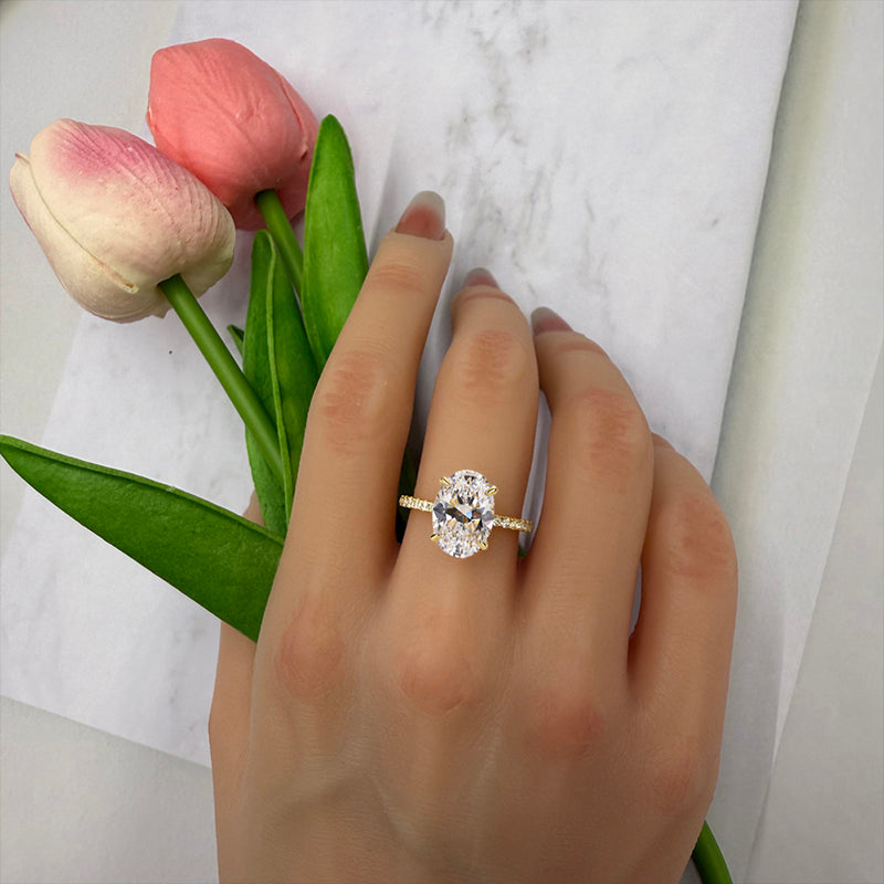 3.5Ct White Oval Sona Diamond White Gold or Gold Engagement Ring