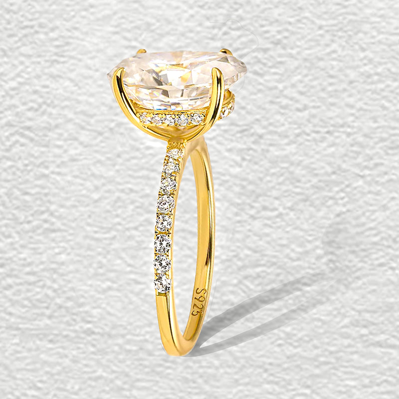 3.5Ct White Oval Sona Diamond White Gold or Gold Engagement Ring