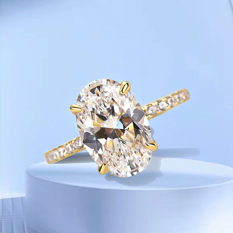 3.5Ct White Oval Sona Diamond White Gold or Gold Engagement Ring