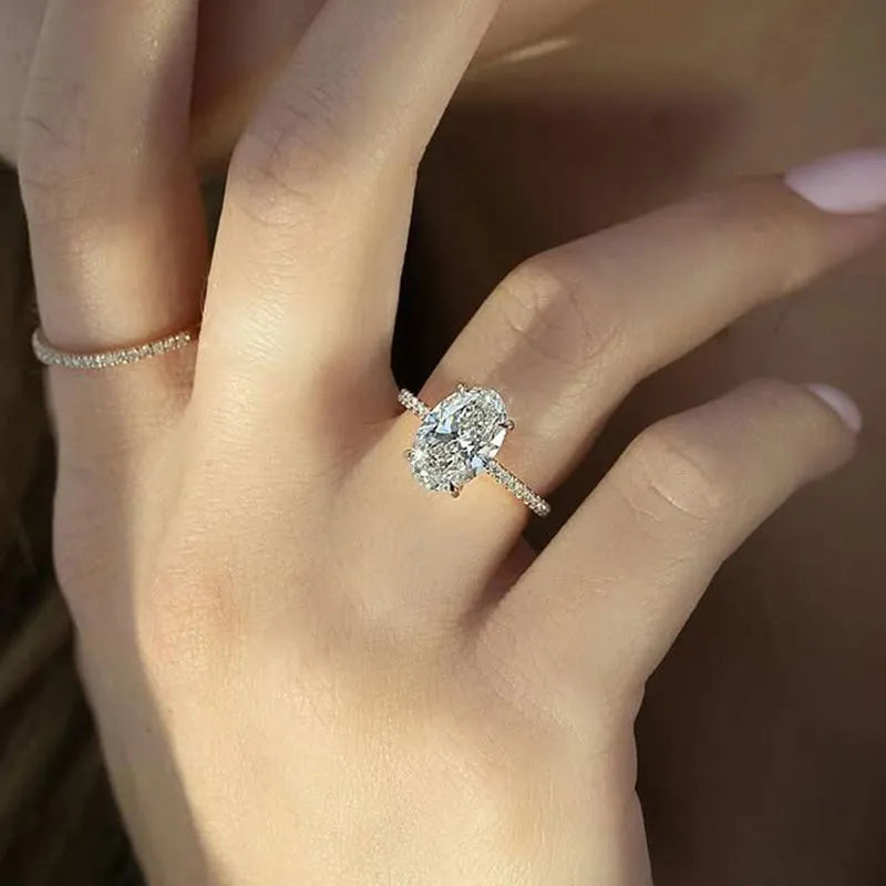 3.5Ct White Oval Sona Diamond White Gold or Gold Engagement Ring