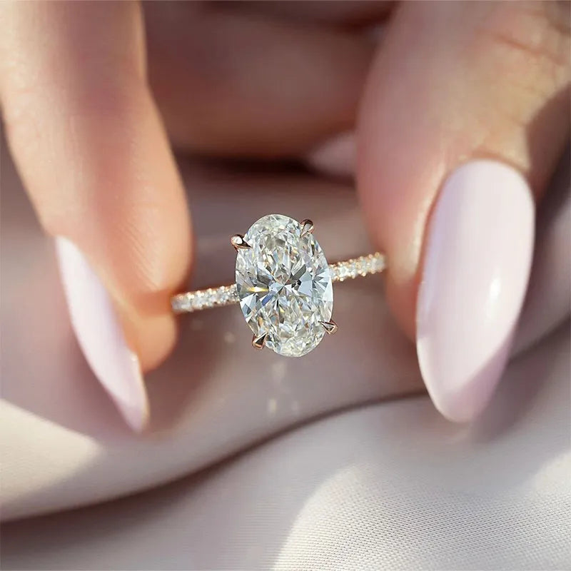 3.5Ct White Oval Sona Diamond White Gold or Gold Engagement Ring