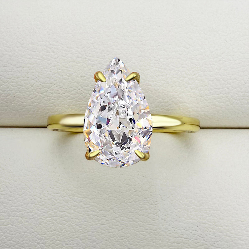 4.0ct Gold Pear Cut Simulated Diamond Ring with Half Eternity Band