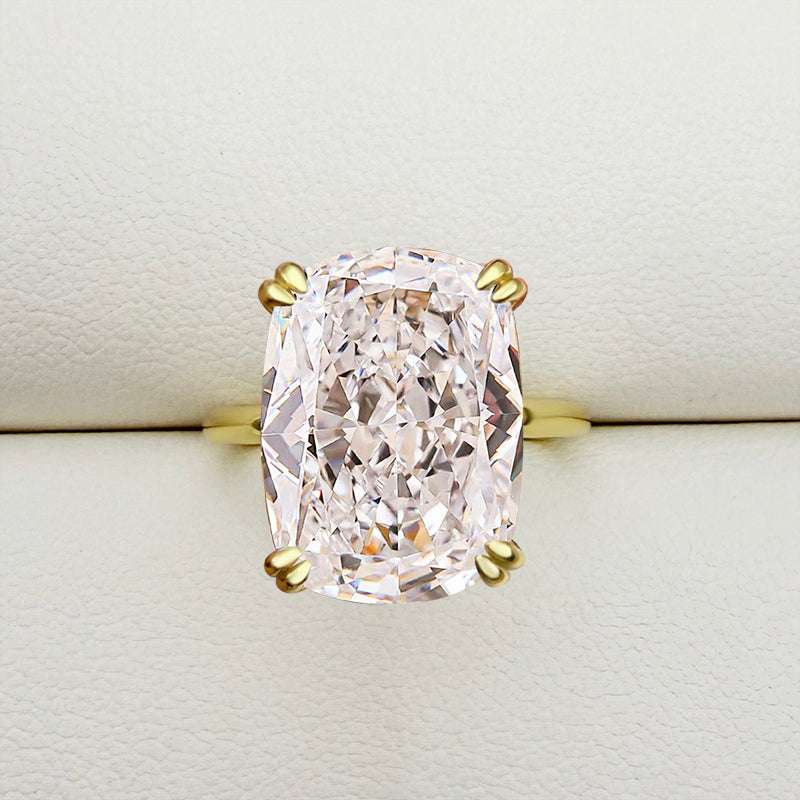 Gorgeous Yellow Gold Cushion Cut Engagement Ring for Women In Sterling Silver