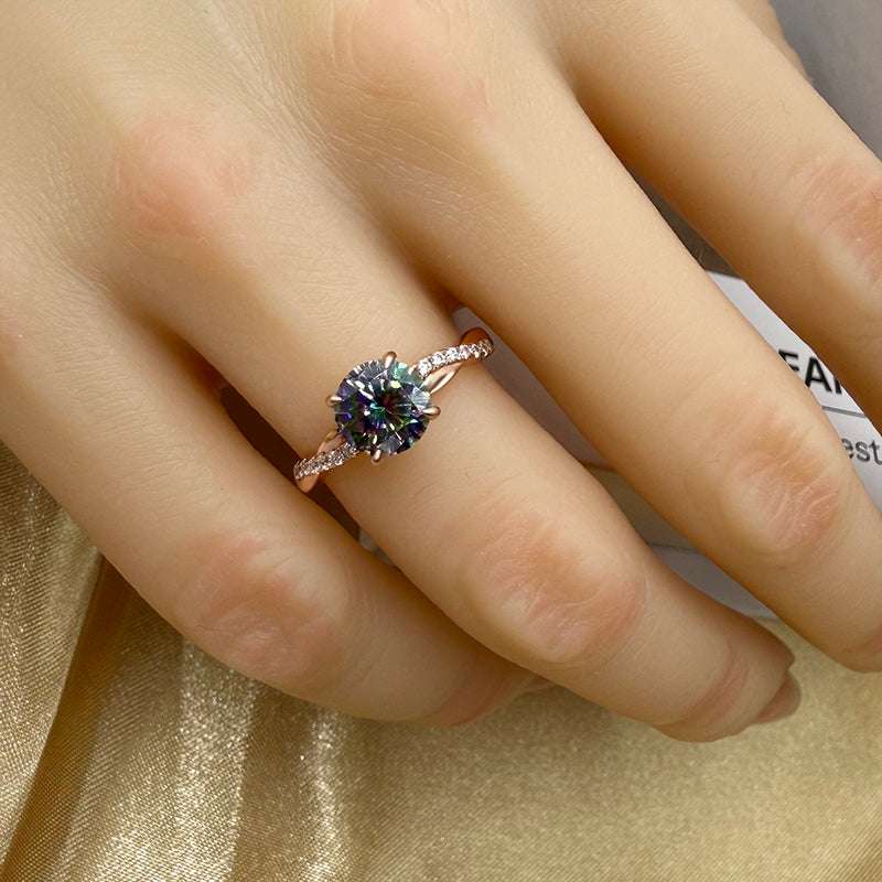 Alexandrite Rose Gold Twist Round Cut Engagement Ring