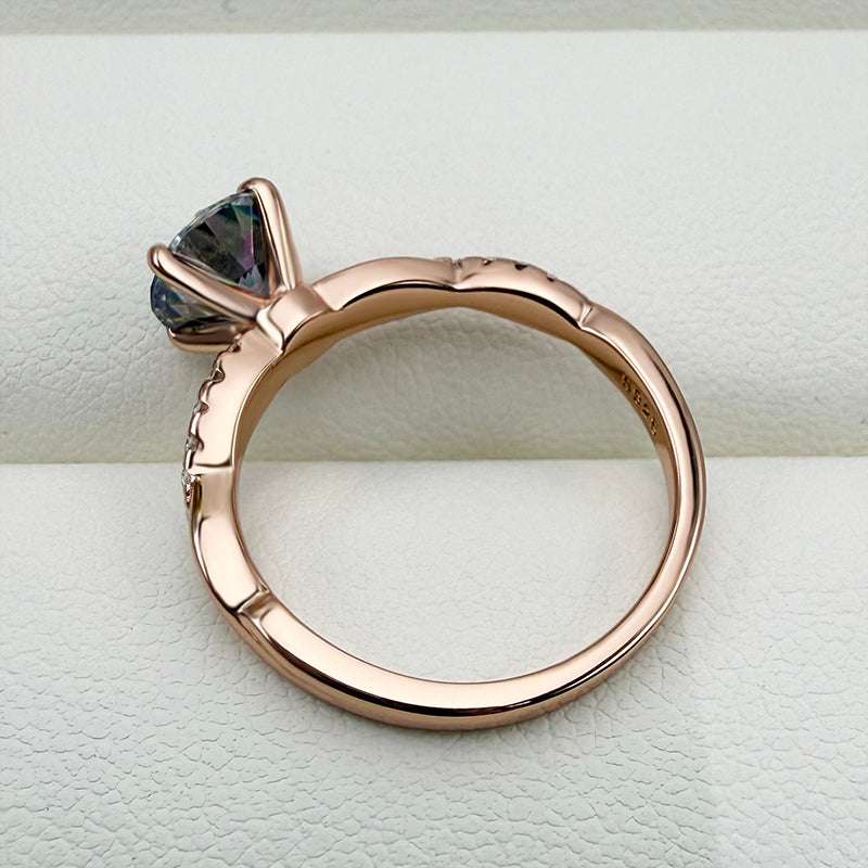 Alexandrite Rose Gold Twist Round Cut Engagement Ring