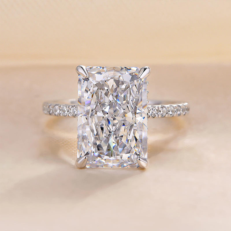 7.0Ct Radiant Sona Diamond Dual-Tone Gold & White Gold Plated Ring