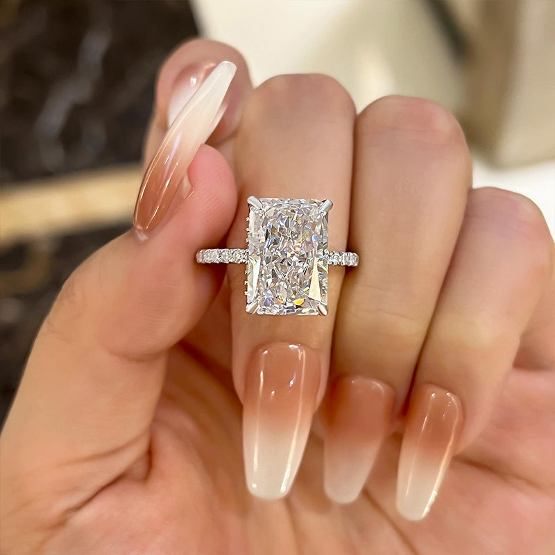 7.0Ct Radiant Sona Diamond Dual-Tone Gold & White Gold Plated Ring