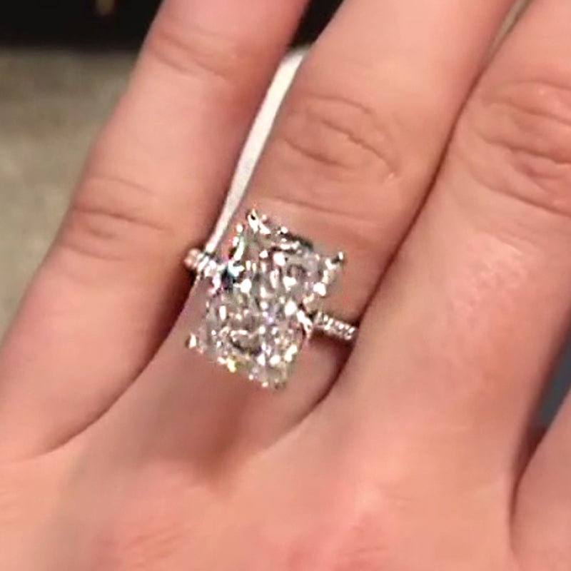 7.0Ct Radiant Sona Diamond Dual-Tone Gold & White Gold Plated Ring