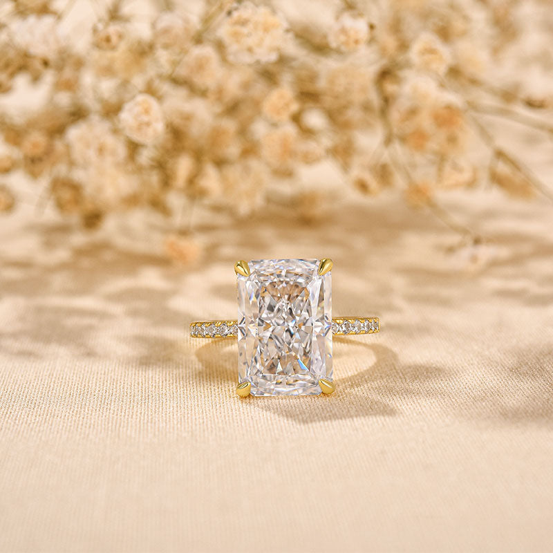 7.0Ct Radiant Sona Diamond Dual-Tone Gold & White Gold Plated Ring