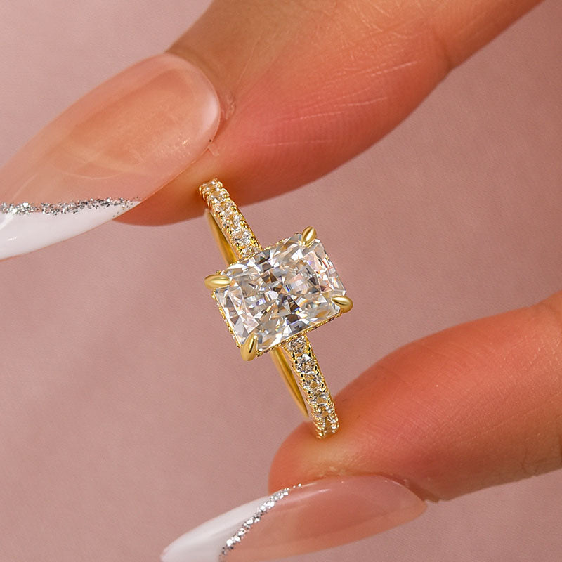 7.0Ct Radiant Sona Diamond Dual-Tone Gold & White Gold Plated Ring