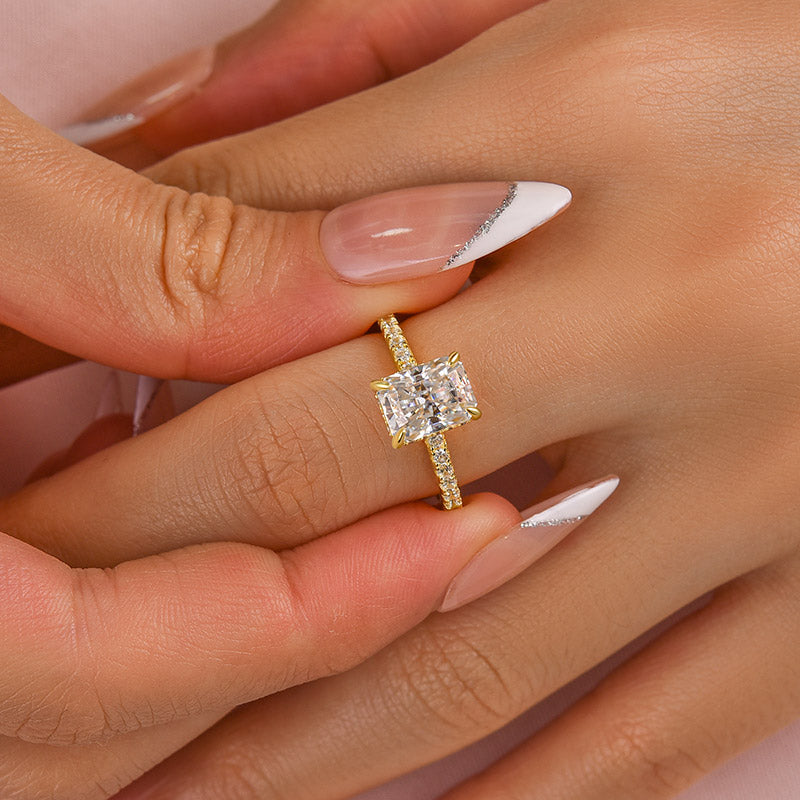 7.0Ct Radiant Sona Diamond Dual-Tone Gold & White Gold Plated Ring
