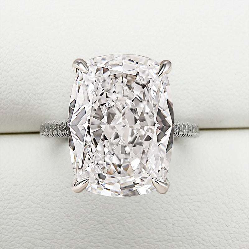 Stunning White Gold Cushion Cut Simulated Diamond Engagement Ring In Sterling Silver