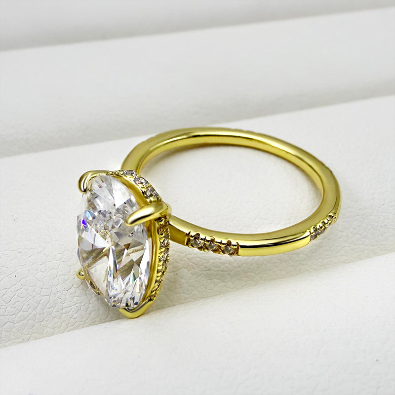 2.5Ct Oval Sona Diamond Gold-Plated Sterling Silver Engagement Ring