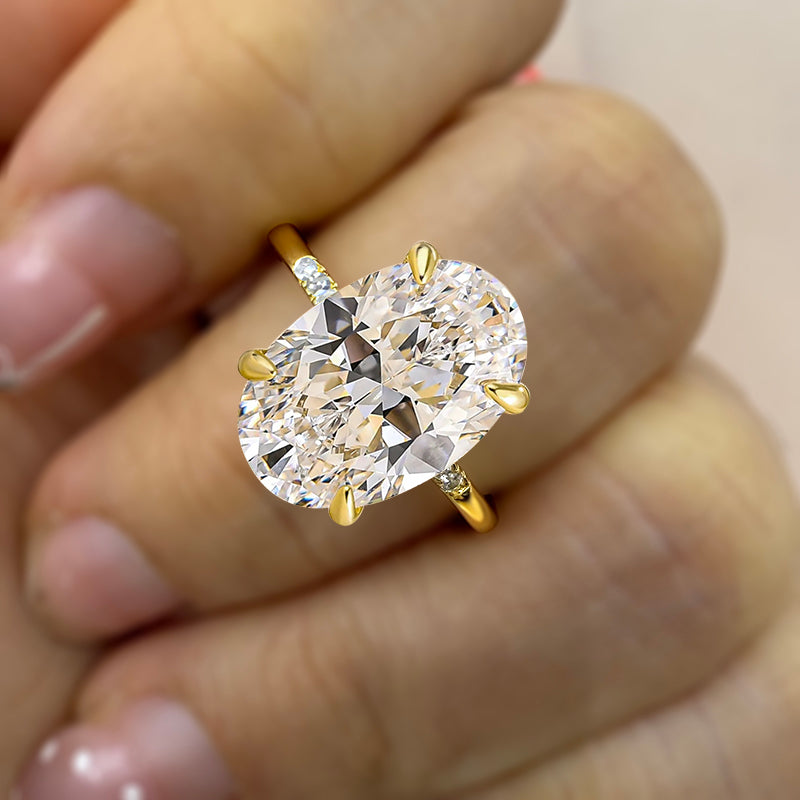 2.5Ct Oval Sona Diamond Gold-Plated Sterling Silver Engagement Ring