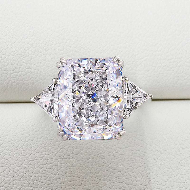 Lovely Radiant Cut Three Stone White Stone Engagement Ring