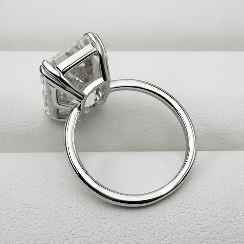 11.5Ct Emerald Sona Diamond White Gold-Plated Double Prong Engagement Ring