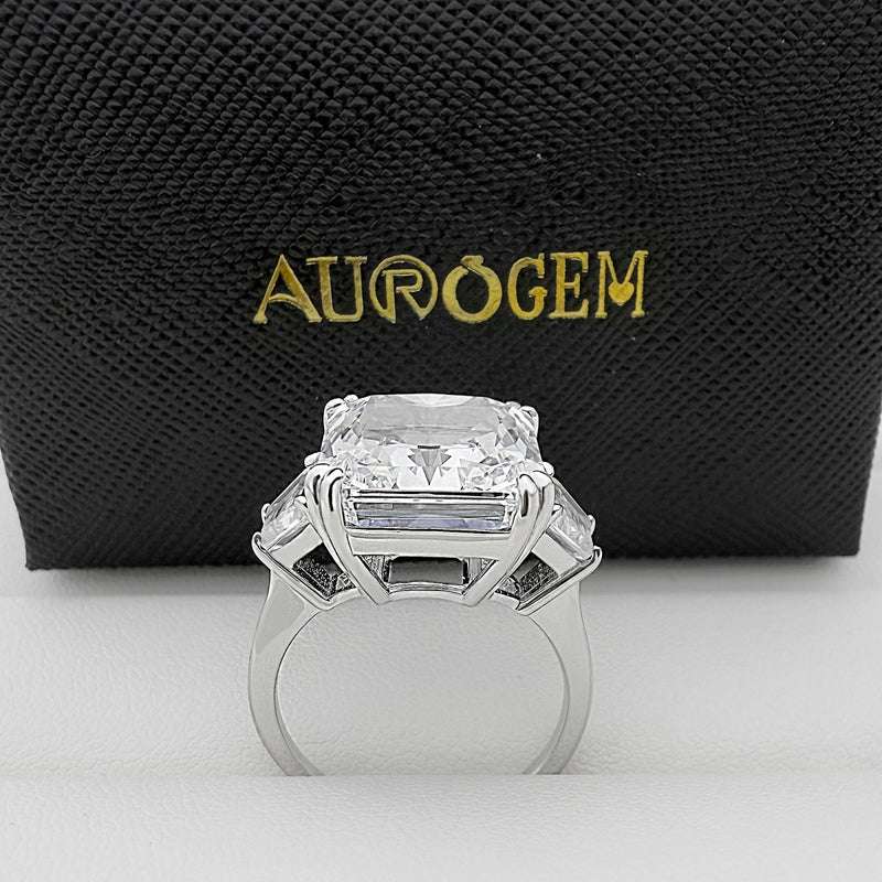 Luxurious Crushed Ice Hybrid Radiant Cut Three Stone Engagement Ring