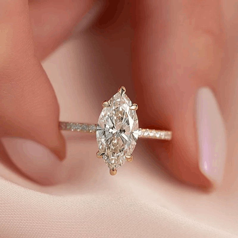 Exclusive Marquise Cut Engagement Ring In Sterling Silver