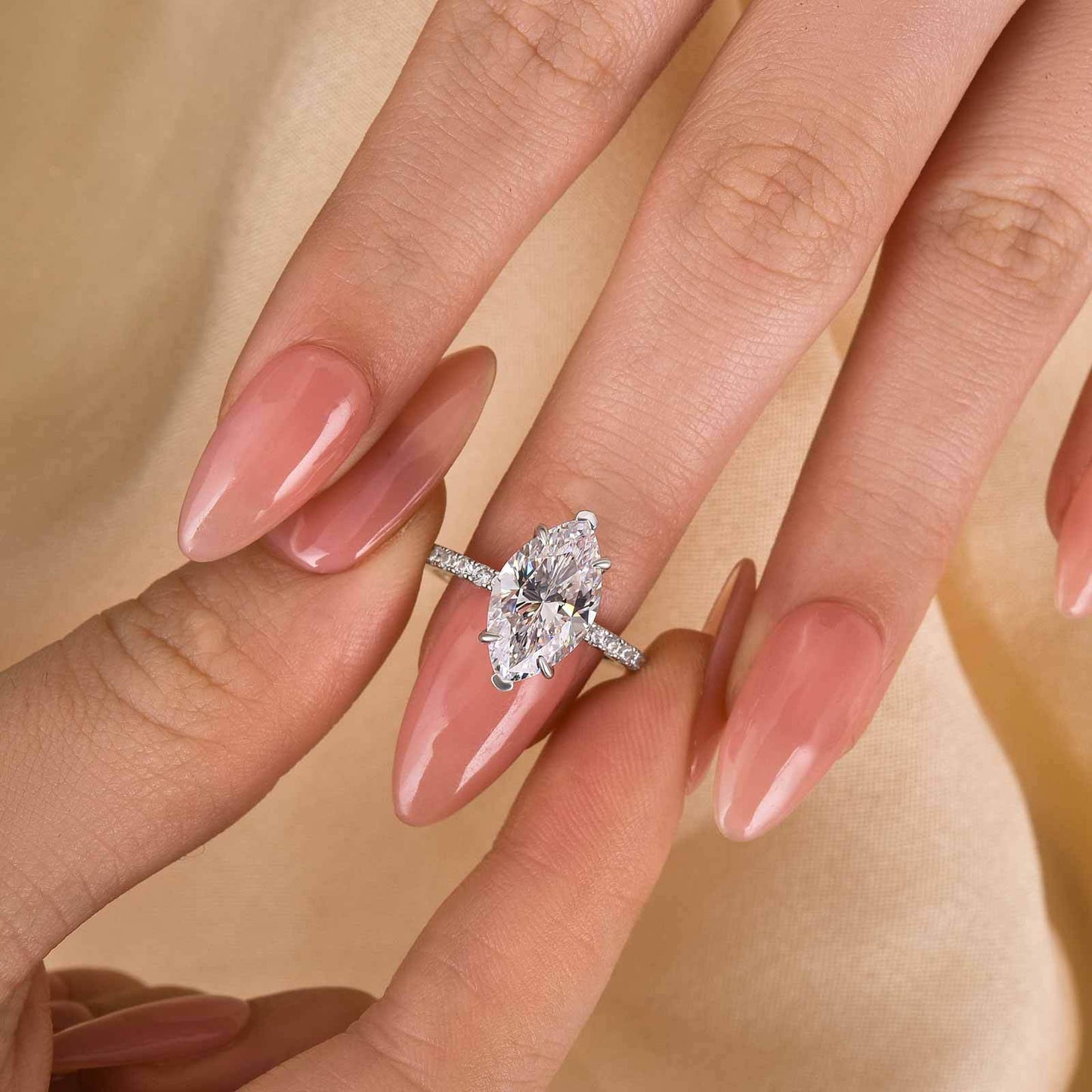 3.5Ct Marquise Sona Diamond White Gold & Gold Plated Sterling Silver Ring