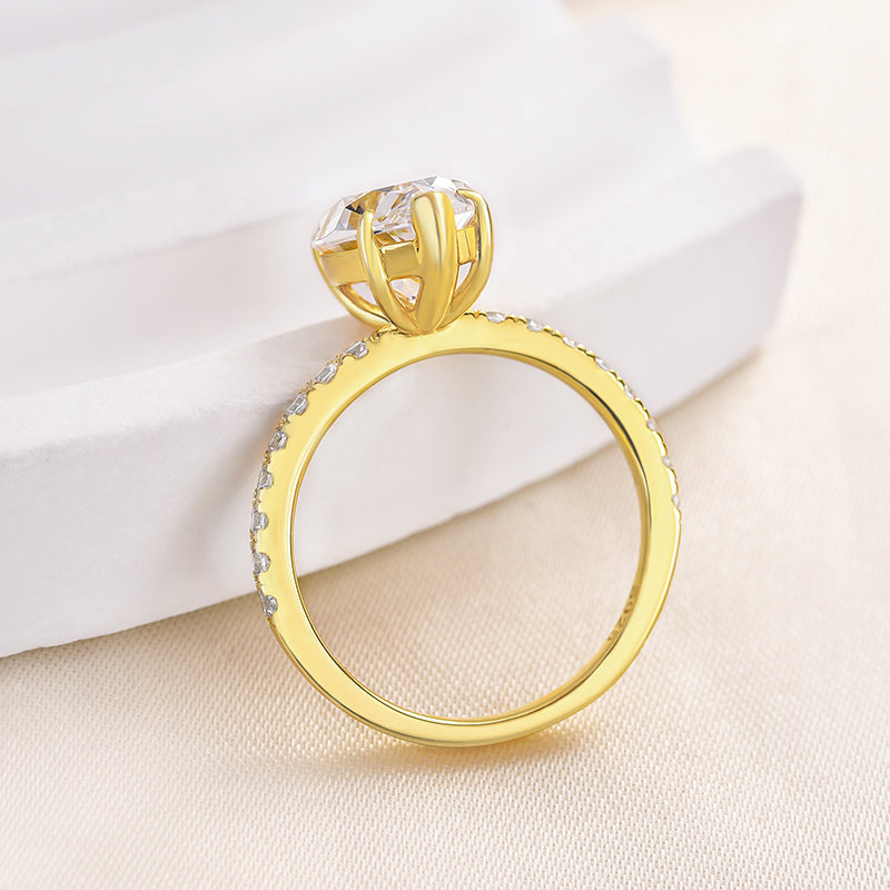 3.5Ct Marquise Sona Diamond White Gold & Gold Plated Sterling Silver Ring