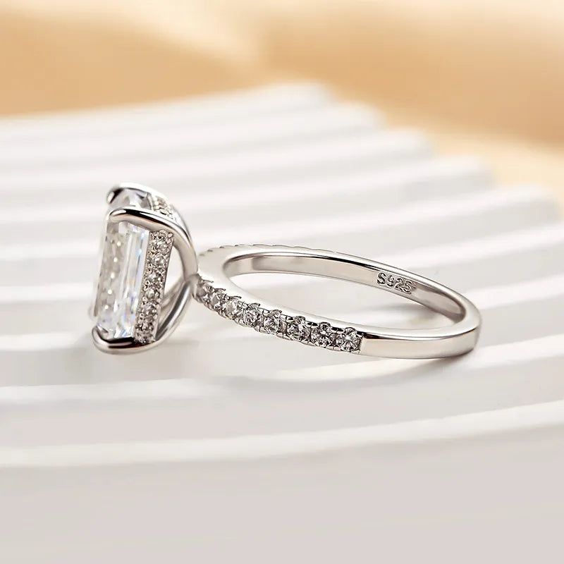 3.3Ct Emerald Sona Diamond White Gold Half-Halo Engagement Ring