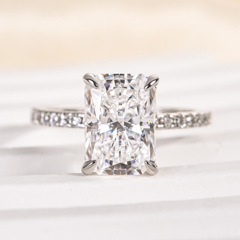 3.5 Carat White Radiant-Cut Simulated Diamond Ring in Sterling Silver