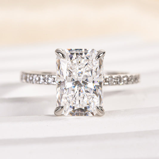 3.5 Carat White Radiant-Cut Simulated Diamond Ring in Sterling Silver