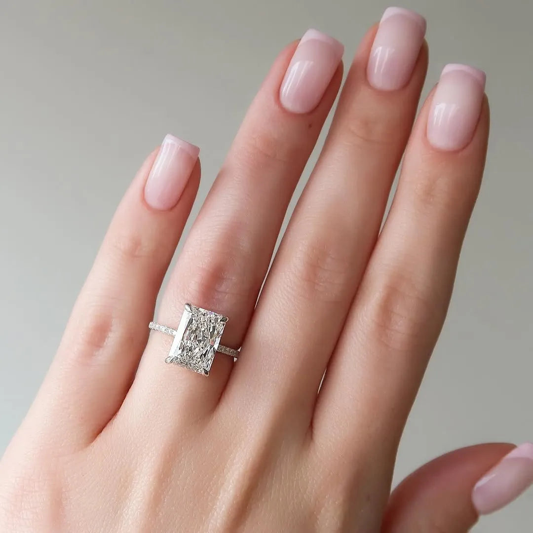 3.5 Carat White Radiant-Cut Simulated Diamond Ring in Sterling Silver
