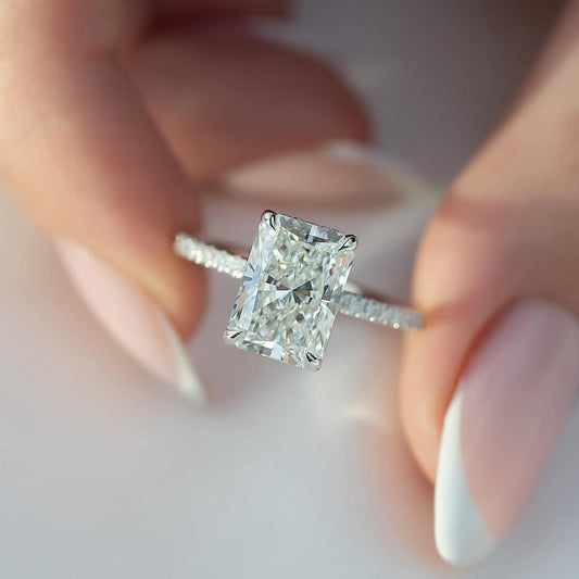 3.5 Carat White Radiant-Cut Simulated Diamond Ring in Sterling Silver