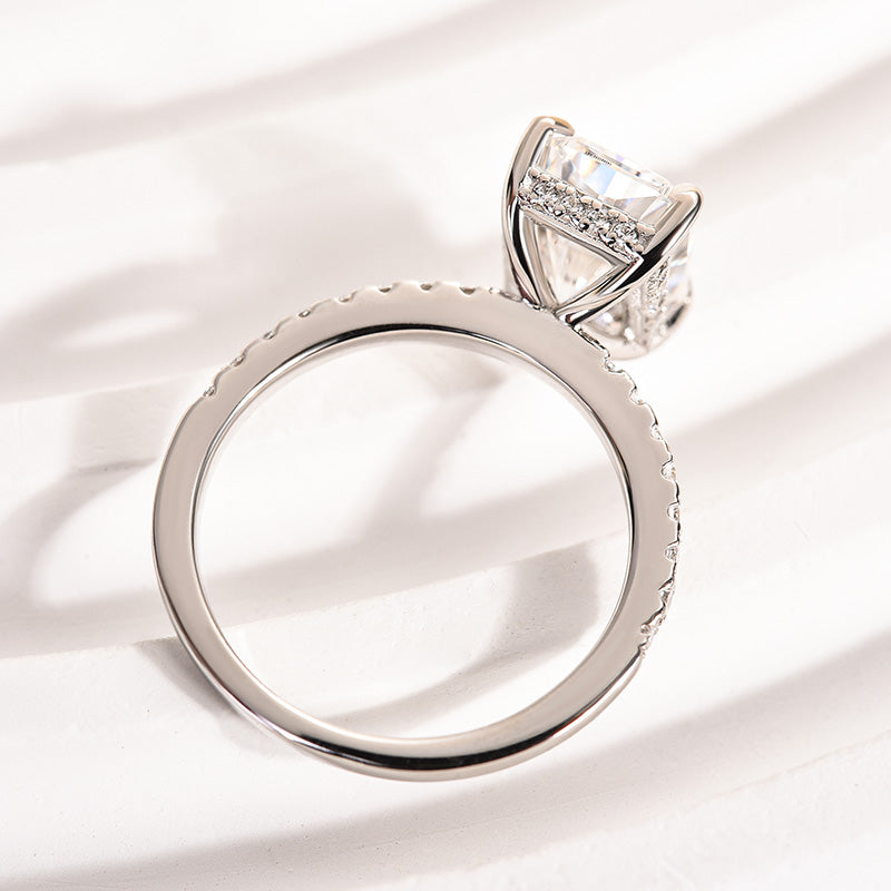 3.5 Carat White Radiant-Cut Simulated Diamond Ring in Sterling Silver
