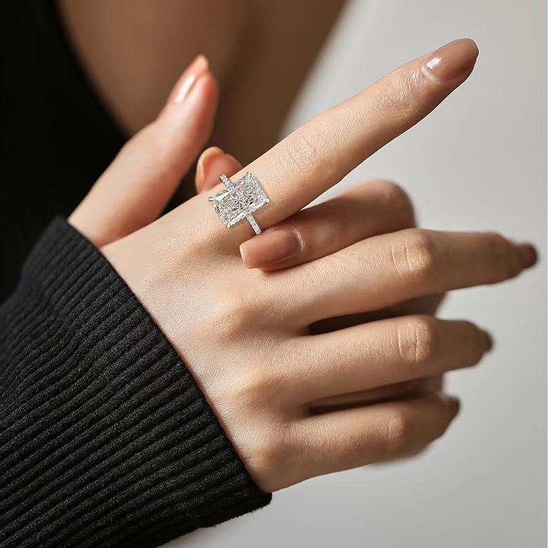 3.5 Carat White Radiant-Cut Simulated Diamond Ring in Sterling Silver