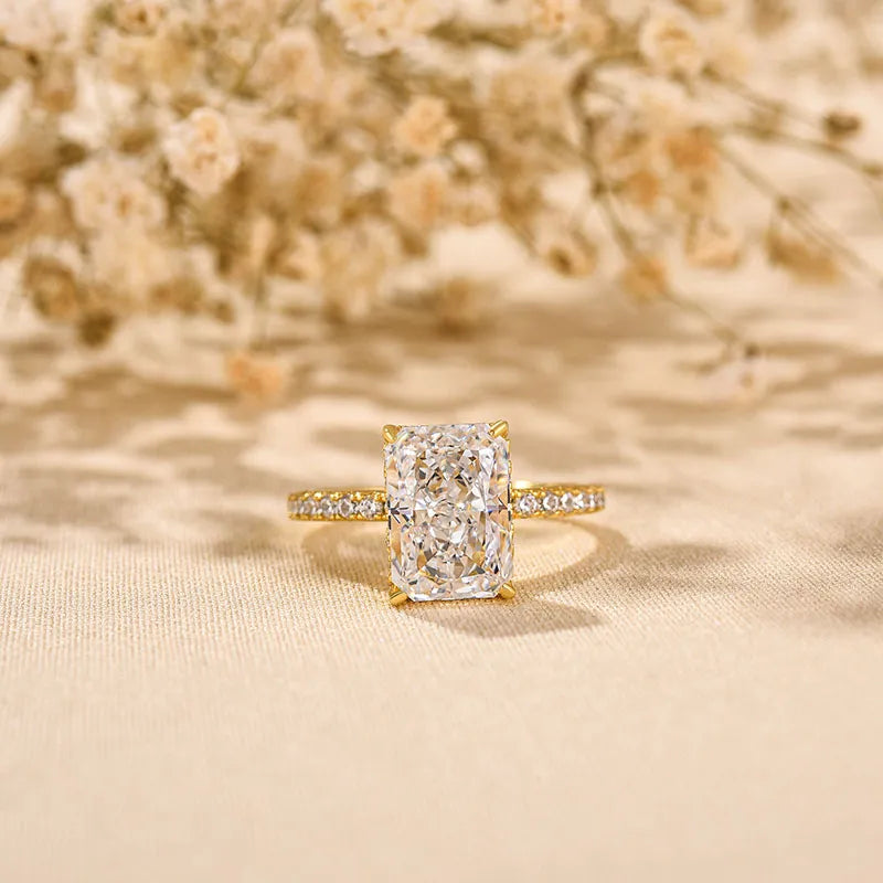 3.5 Carat White Radiant-Cut Simulated Diamond Ring in Sterling Silver