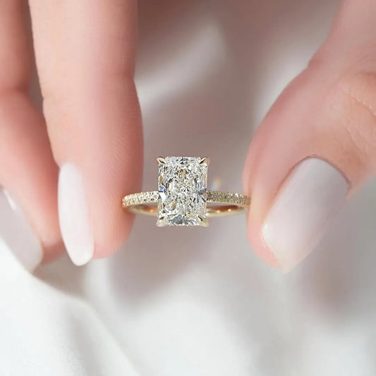 3.5 Carat White Radiant-Cut Simulated Diamond Ring in Sterling Silver