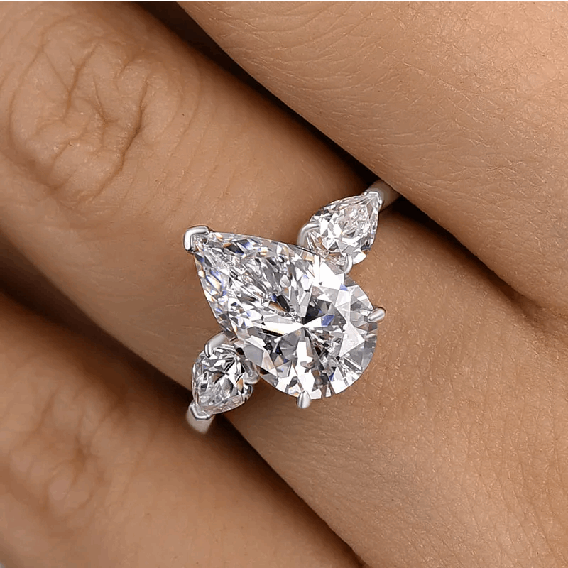 Gorgeous Pear Cut Three Stone Engagement Ring