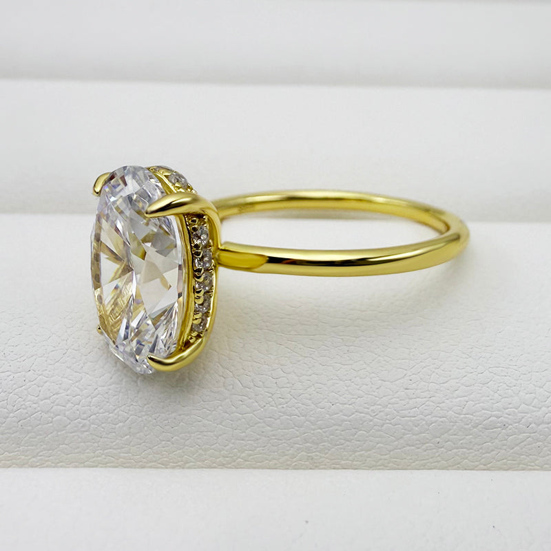1.5Ct Oval Sona Diamond White Gold-Plated Sterling Silver Engagement Ring