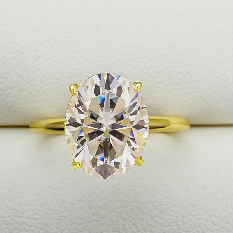 1.5Ct Oval Sona Diamond White Gold-Plated Sterling Silver Engagement Ring