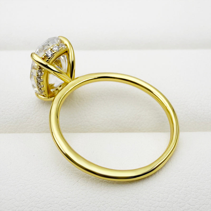 4.0Ct Oval Sona Diamond Gold-Plated Sterling Silver Engagement Ring