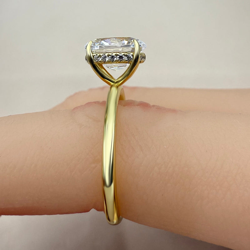 4.0Ct Oval Sona Diamond Gold-Plated Sterling Silver Engagement Ring
