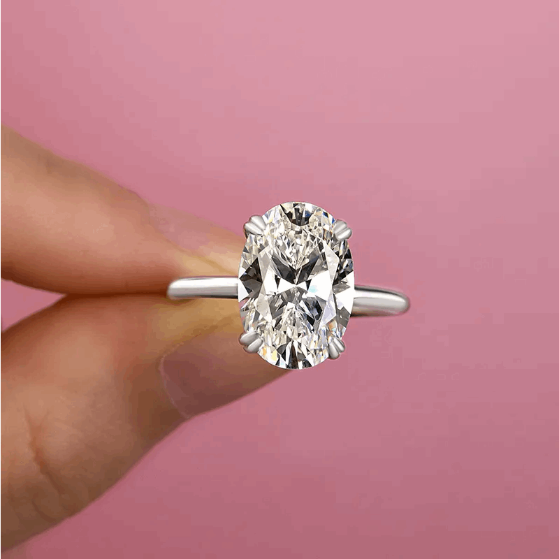 Sparkle Oval Cut Engagement Ring In Sterling Silver