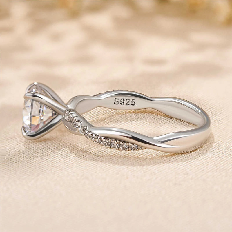 1.25 Carat Simulated Diamond Engagement Ring - Sterling Silver
