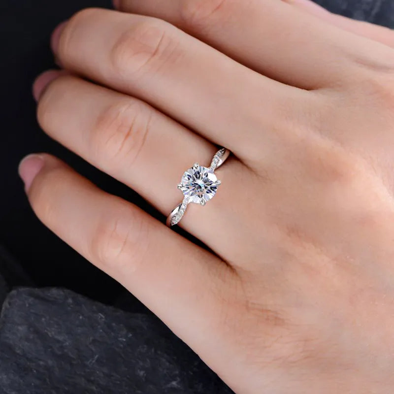 1.25 Carat Simulated Diamond Engagement Ring - Sterling Silver
