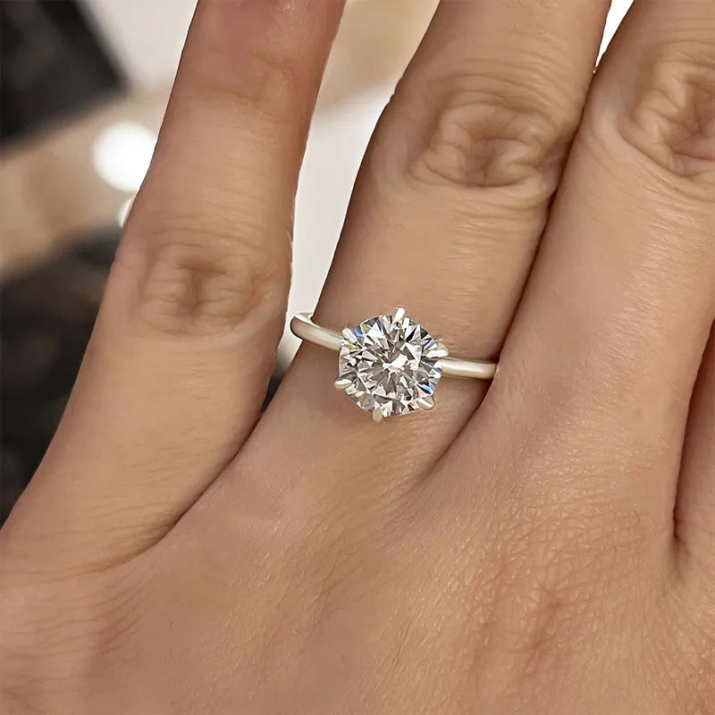 2.0 Carat Simulated Diamond Engagement Ring in Sterling Silver & White Gold