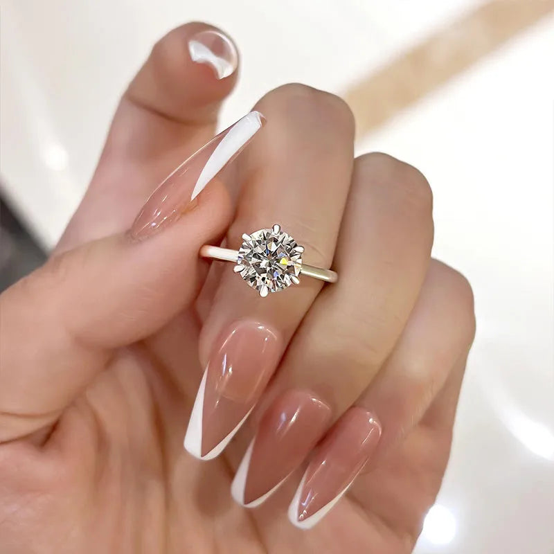 2.0 Carat Simulated Diamond Engagement Ring in Sterling Silver & White Gold