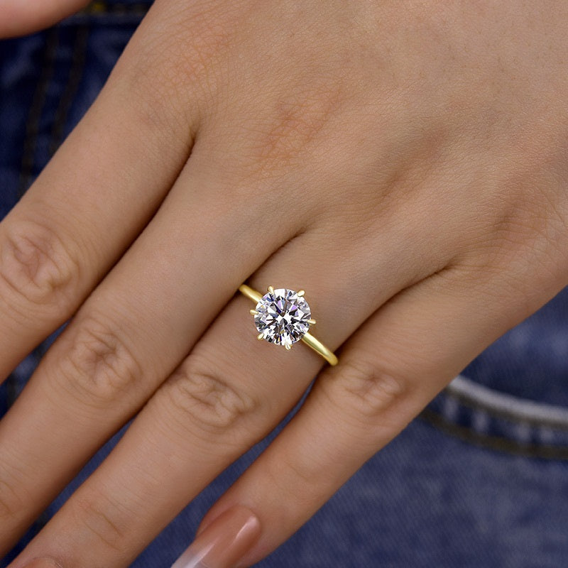 2.0 Carat Simulated Diamond Engagement Ring in Sterling Silver & White Gold